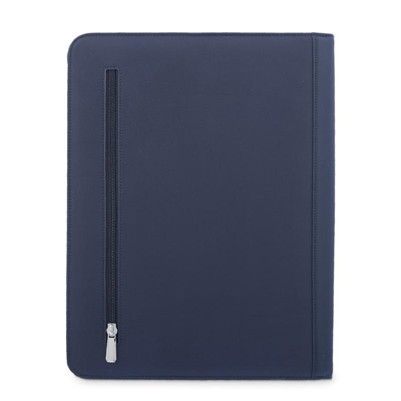 El potro Porta documentos unisex en lona azul y piel vacuno color cuero-Paris Superdescuento