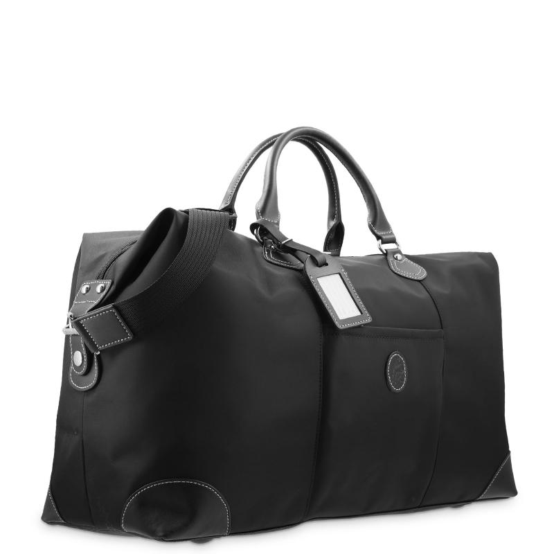 El potro Bolso de viaje unisex en lona negro y piel vacuno color negro-Paris Liquidación
