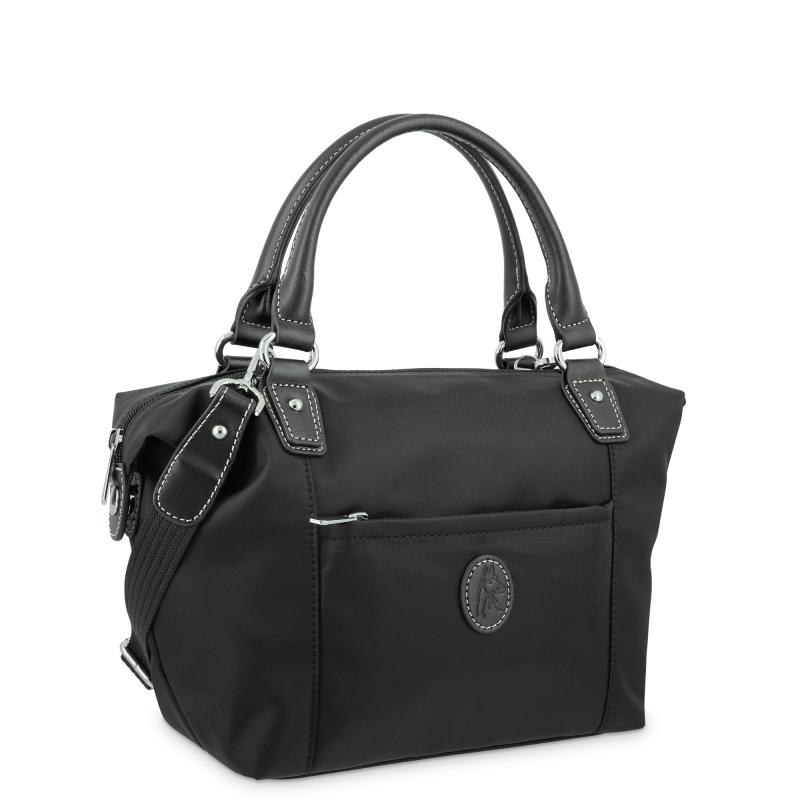 El potro Bolso Tote mujer en lona y piel vacuno color negro-Paris Tienda de fábrica