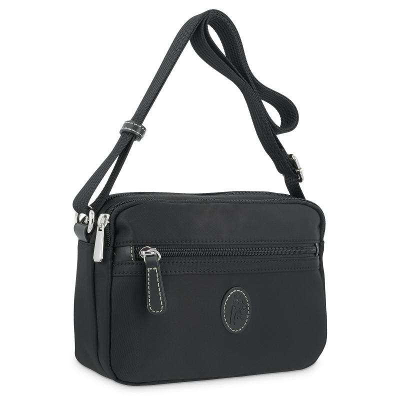 El potro Bolso bandolera mujer en lona y piel vacuno color negro-Paris En oferta