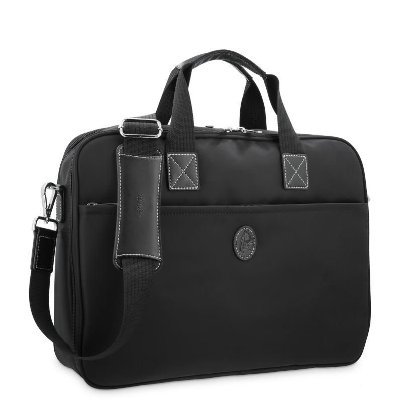 El potro Carpeta bolso unisex en lona negro y piel vacuno color negro-Paris Libre de impuestos