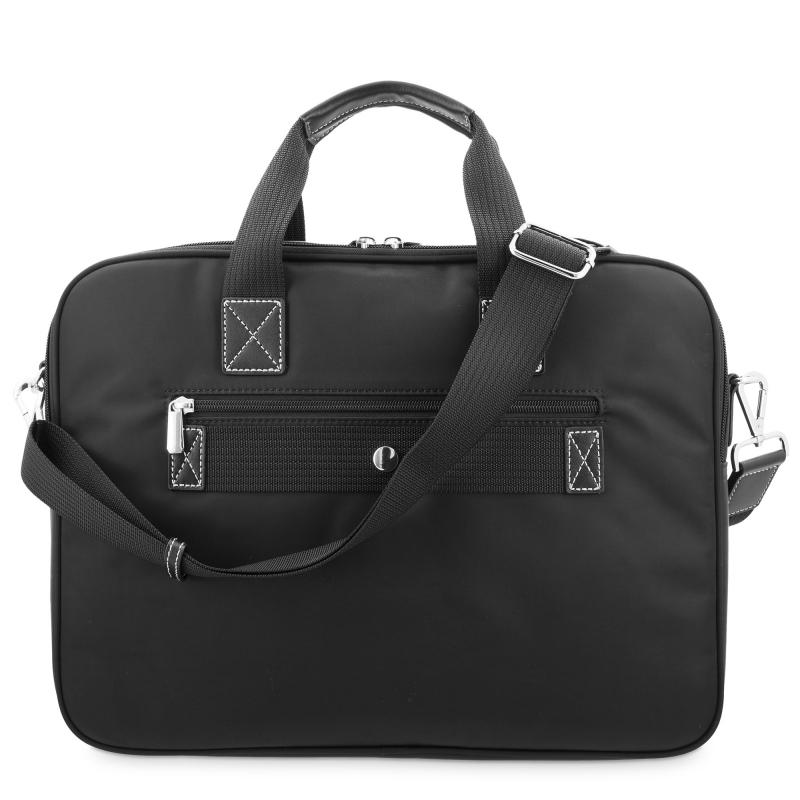 El potro Carpeta bolso unisex en lona negro y piel vacuno color negro-Paris Libre de impuestos