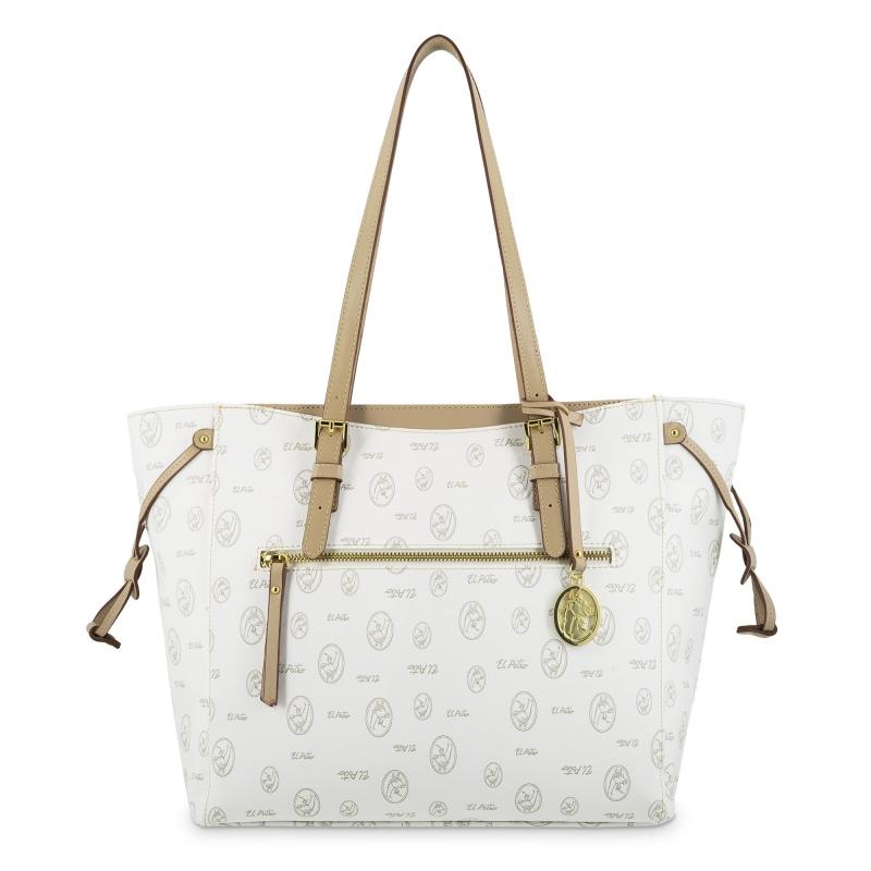 El potro Bolso shopper de lona blanco y piel vacuna cuero con logos-EL POTRO Descuento por venta flash