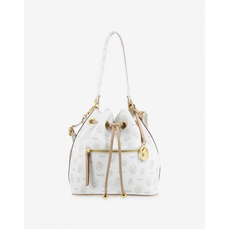 El potro Bolso saco mujer en lona blanco y piel vacuno cuero-Vintage