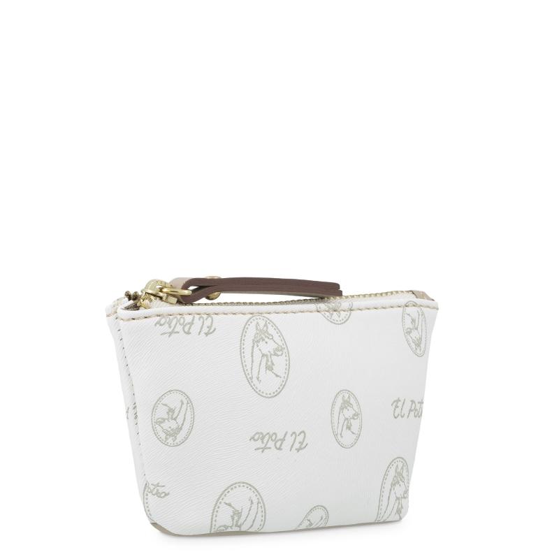 El potro Monedero mujer en lona y piel vacuno color blanco - Vintage En oferta