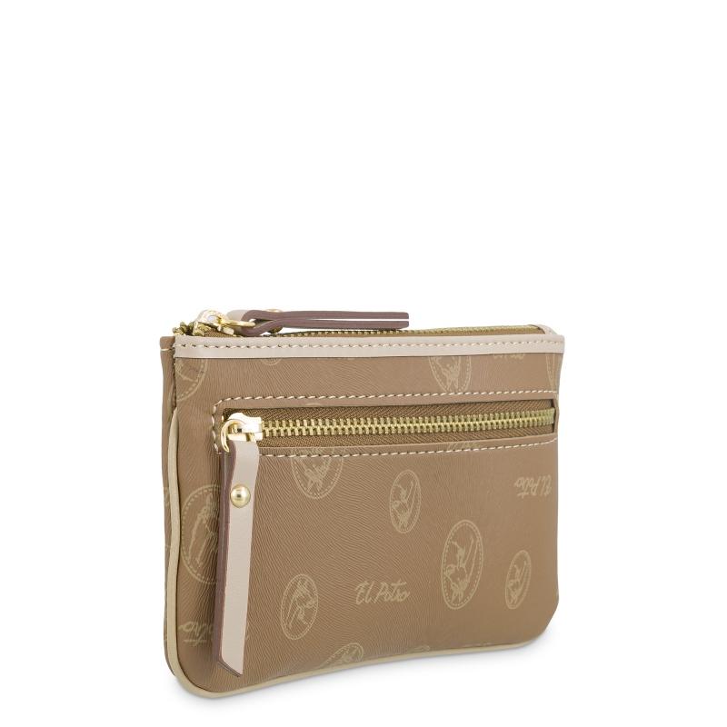 El potro Monedero mujer en lona y piel vacuno color cuero - Vintage Gran oferta
