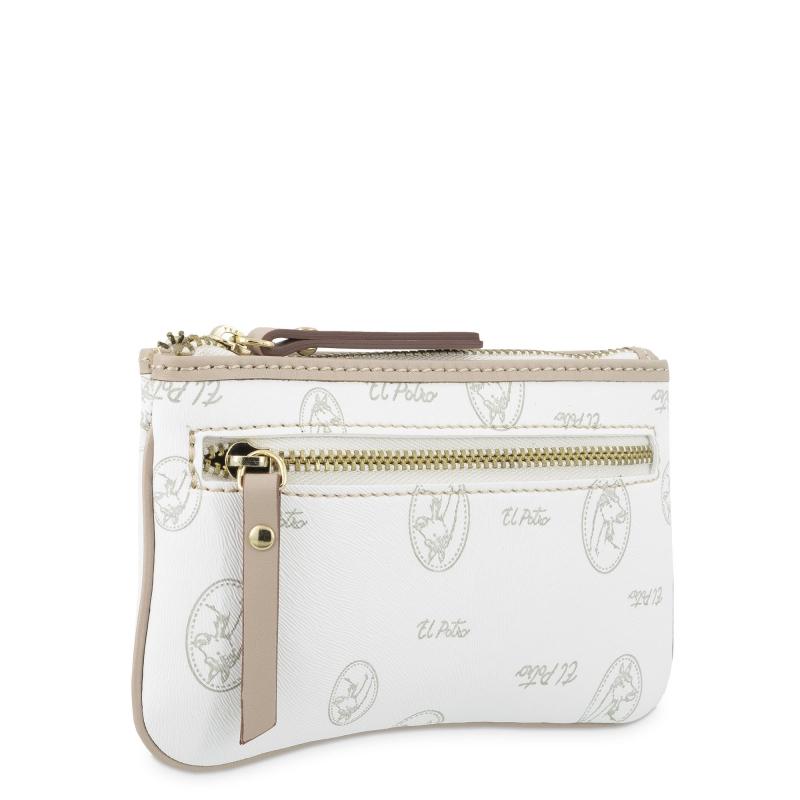 El potro Monedero mujer en lona y piel vacuno color blanco- Vintage Rebajas baratas