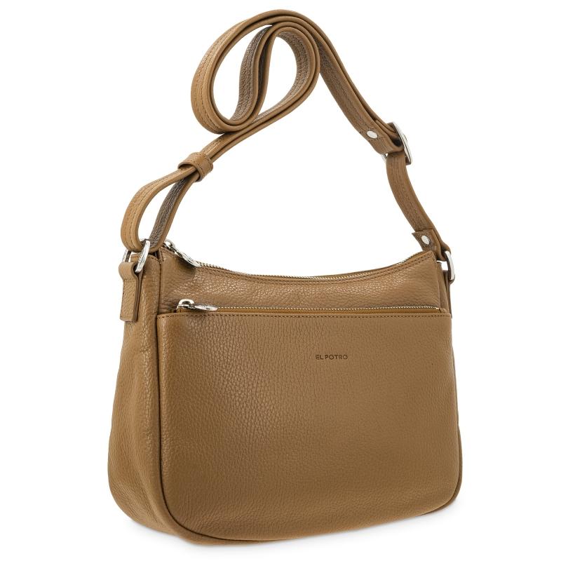 El potro Bolso góndola bandolera de 3 cremalleras mujer en piel vacuno color cuero- I R I S Rebajas top
