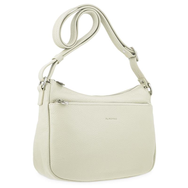 El potro Bolso góndola bandolera de 3 cremalleras mujer en piel vacuno color beige- I R I S Envío gratis