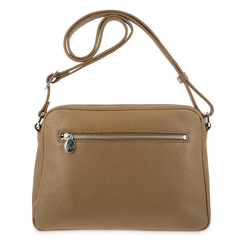El potro Bolso bandolera grande de 3 cremalleras mujer en piel vacuno color cuero- I R I S Oferta especial