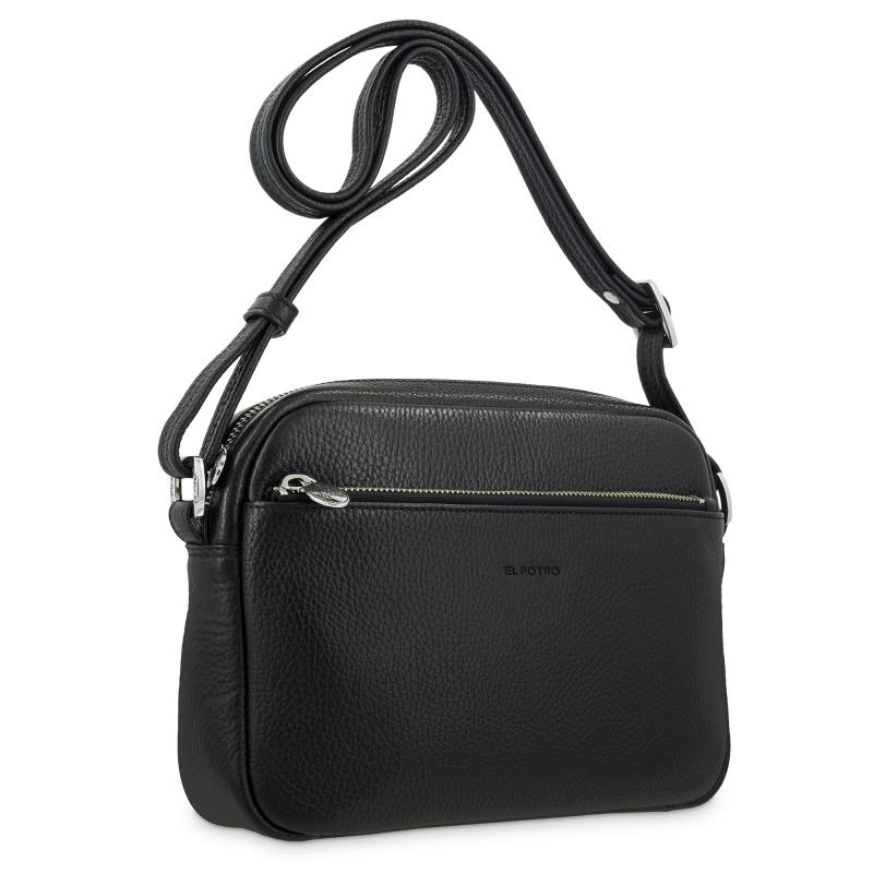 El potro Bolso bandolera mediano 3 cremalleras en piel vacuno color negro - I R I S Últimos 3 días