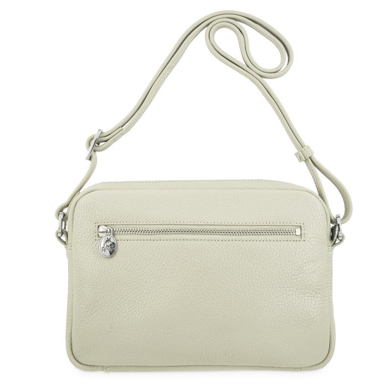 El potro Bolso bandolera mediano 3 cremalleras en piel vacuno color beige- I R I S ÚLTIMAS EDICIONES