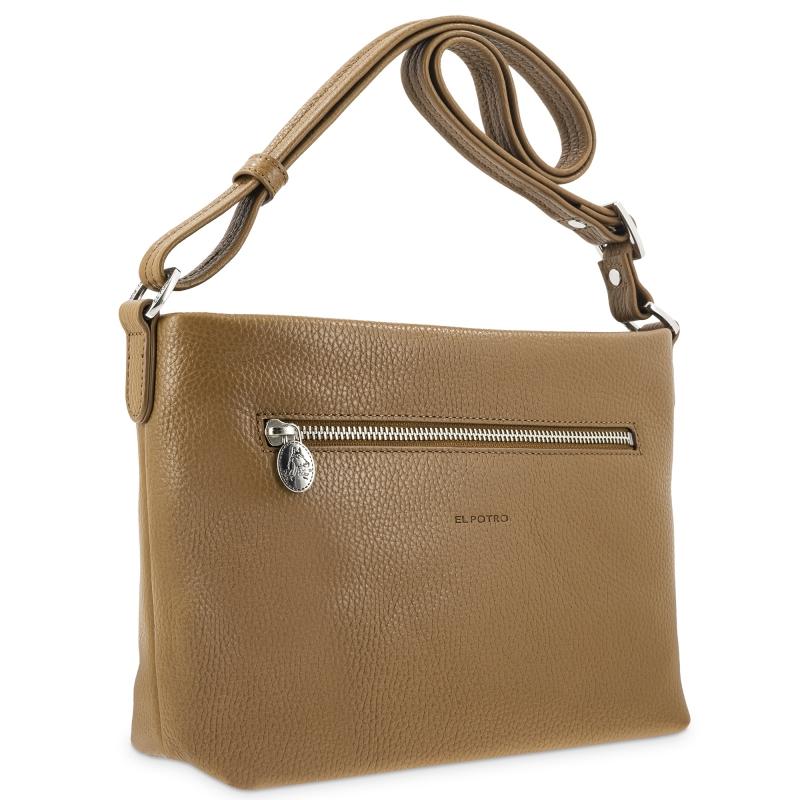 El potro Bolso suave bandolera de 3 cremalleras mujer en piel vacuno color cuero - I R I S Último día