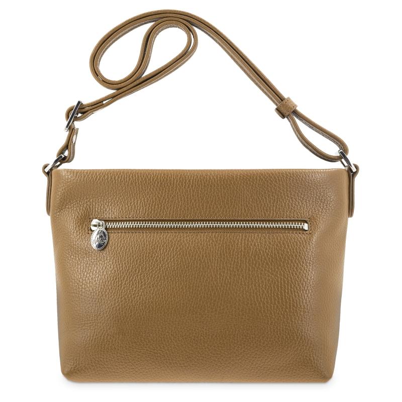 El potro Bolso suave bandolera de 3 cremalleras mujer en piel vacuno color cuero - I R I S Último día
