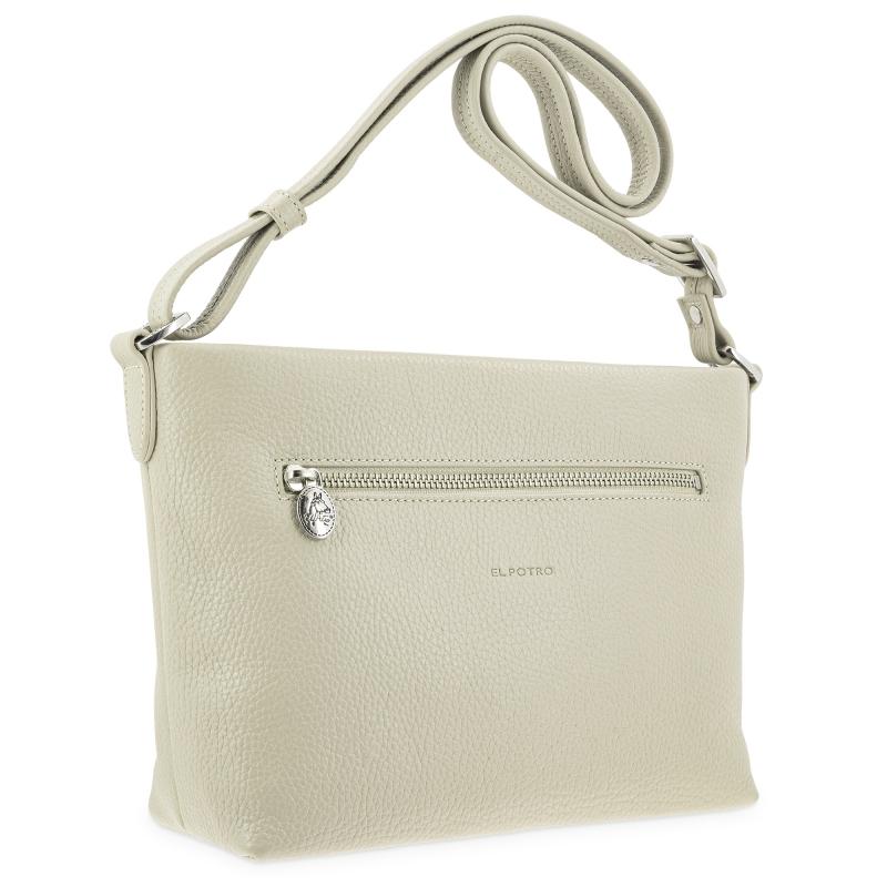 El potro Bolso suave bandolera de 3 cremalleras mujer en piel vacuno color beige - I R I S Precio de fábrica