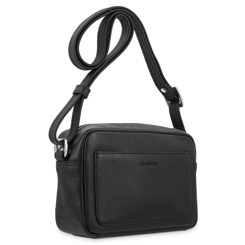 El potro Bolso bandolera pequeño con cremallera en piel vacuno color negro - I R I S Promoción por tiempo limitado