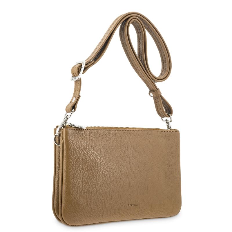 El potro Bolso bandolera pequeño 2 cremalleras piel vacuno color cuero-I R I S Solo queda un día