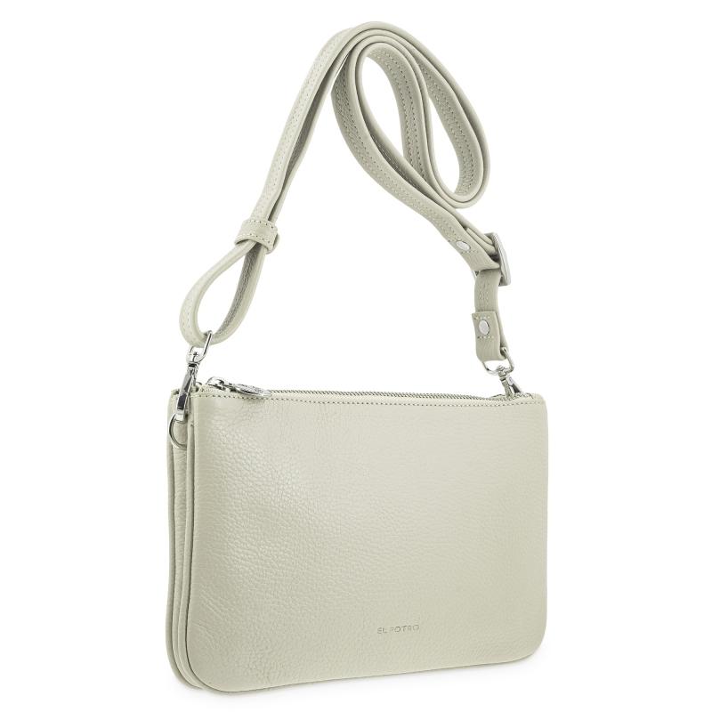 El potro Bolso bandolera pequeño 2 cremalleras piel vacuno color beige-I R I S Superdescuento