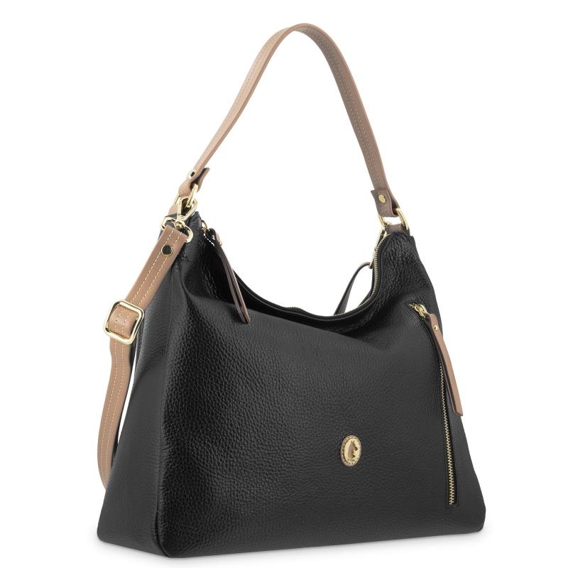 El potro Bolso Hobo grande de mujer en piel vacuno color negro- Oasis Última moda