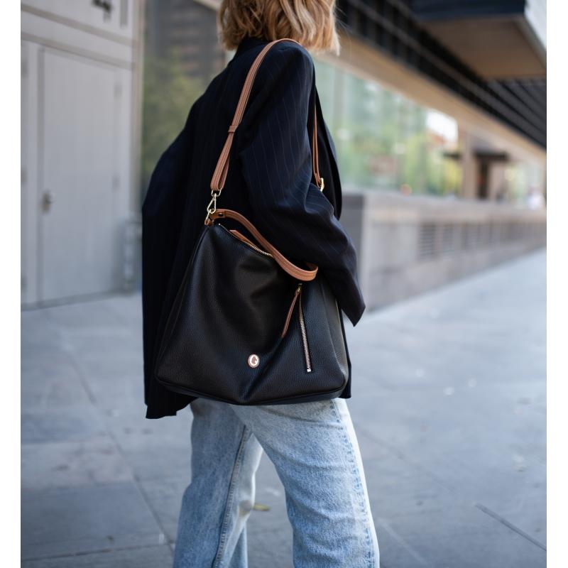 El potro Bolso Hobo grande de mujer en piel vacuno color negro- Oasis Última moda