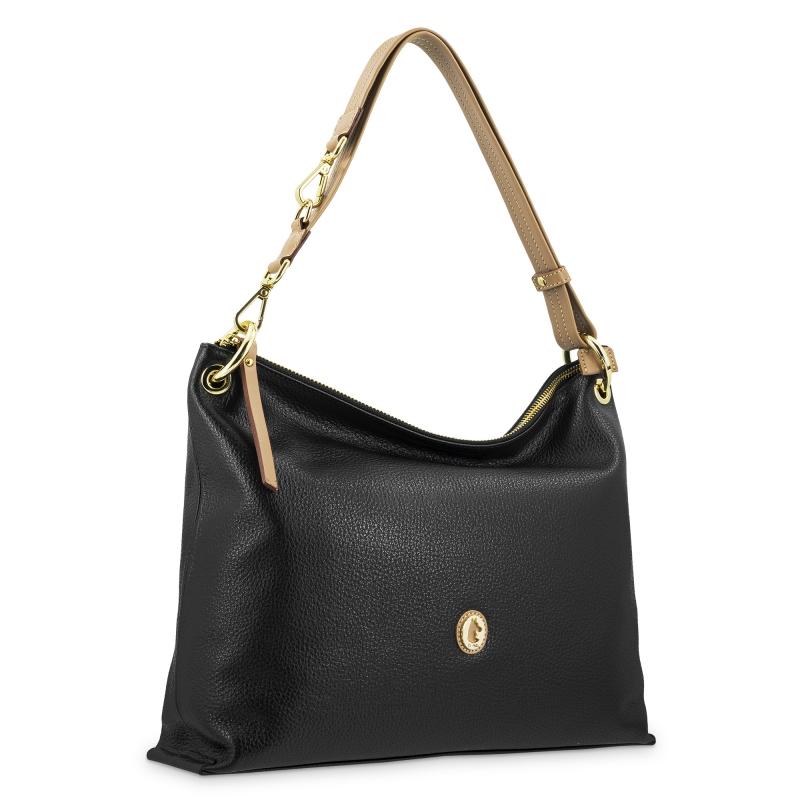 El potro Bolso Hobo mediano en piel vacuno color negro - Oasis Ofertas de temporada