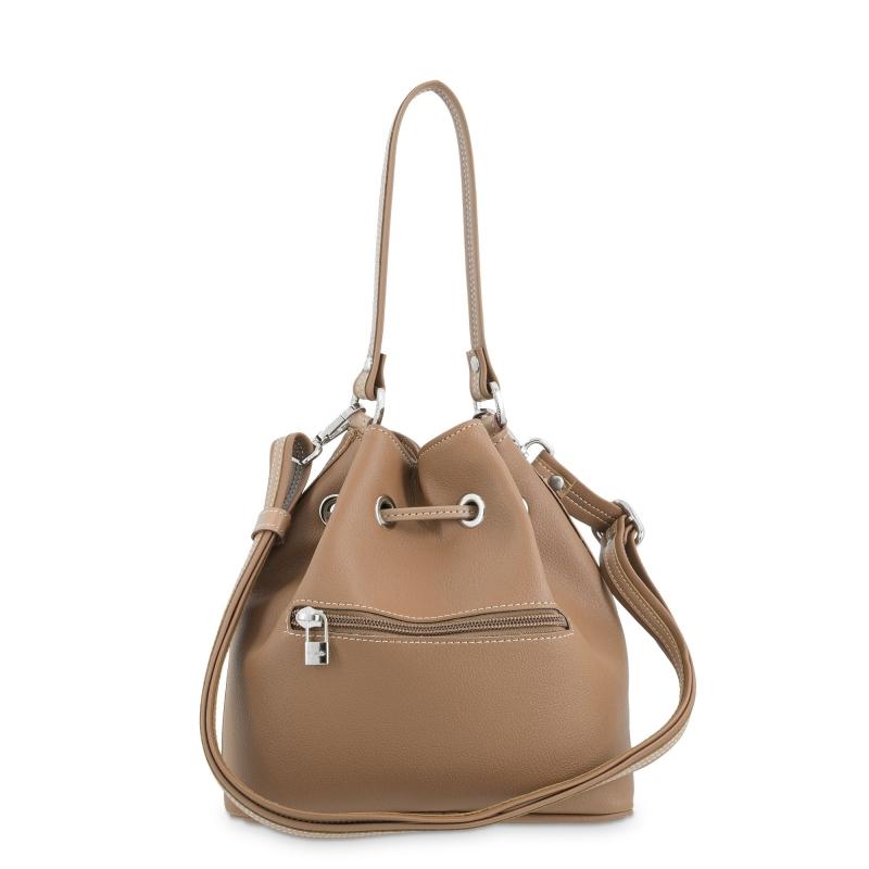 El potro Bolso Saco pequeño mujer en lona y piel vacuno color cuero -Angula Precio de fábrica