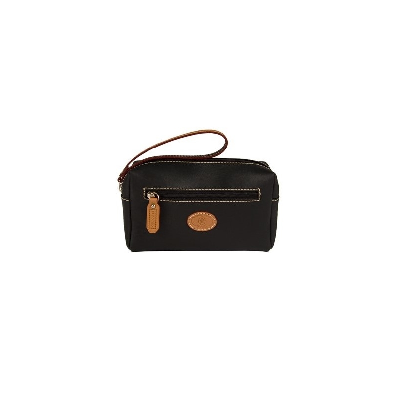 El potro Bolsa monedero mujer en lona y piel vacuno color negro- Base