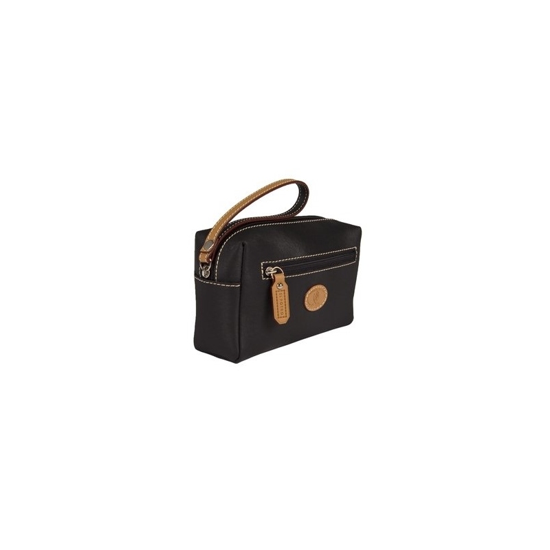 El potro Bolsa monedero mujer en lona y piel vacuno color negro- Base Liquidación