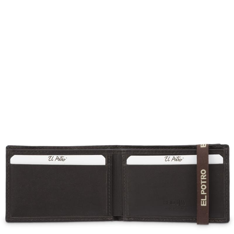 El potro Cartera pequeña con monedero exterior en piel vacuno color marrón-El Potro En oferta
