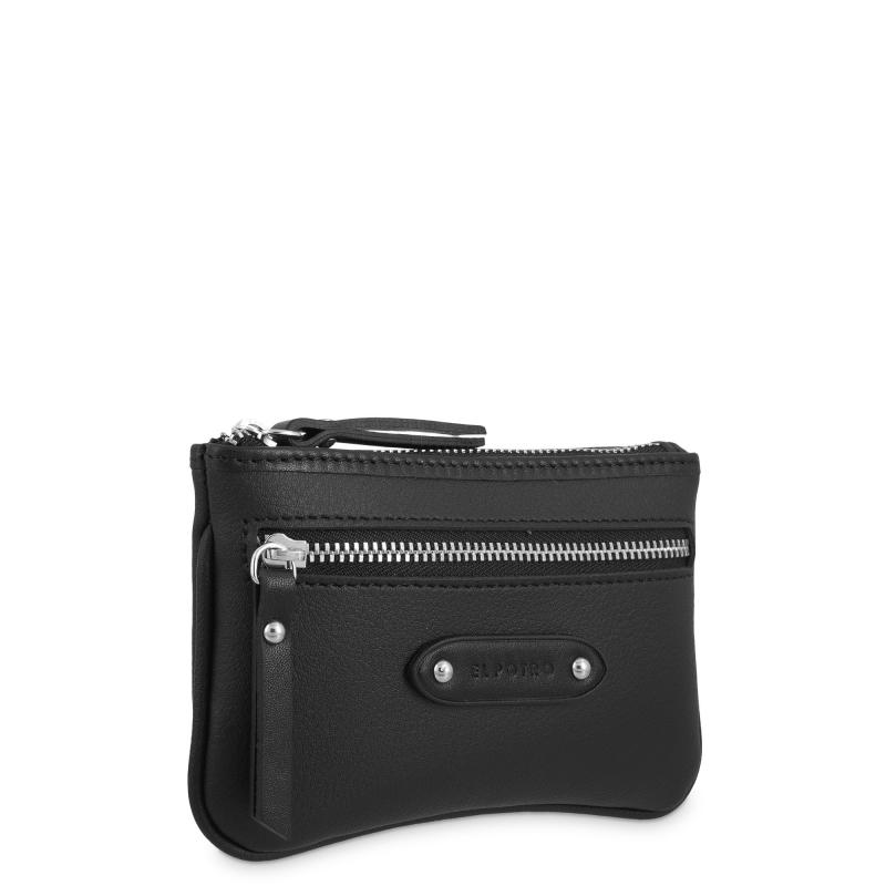El potro Monedero mujer en lona y piel vacuno color negro casual - E L P O T R O Ofertas especiales