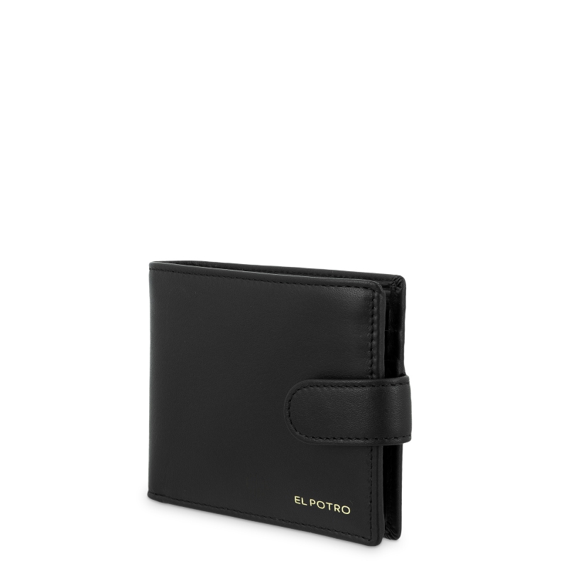 El potro Cartera billetera tarjetero con monedero exterior en piel vacuno color negro-El Potro Ventas relámpago