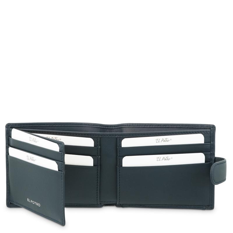 El potro Cartera billetera tarjetero con monedero exterior en piel vacuno color azul-El Potro Descuento