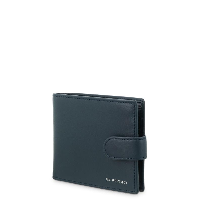 El potro Cartera billetera tarjetero con monedero exterior en piel vacuno color azul-El Potro Descuento