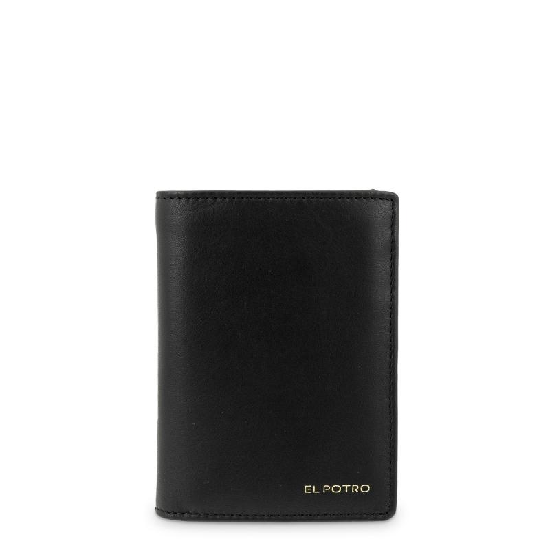 El potro Cartera billetera tarjetero grande de hombre en piel vacuno color negro - ELPOTRO