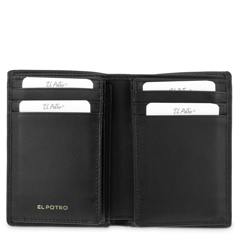 El potro Cartera billetera tarjetero grande de hombre en piel vacuno color negro - ELPOTRO Envío gratis