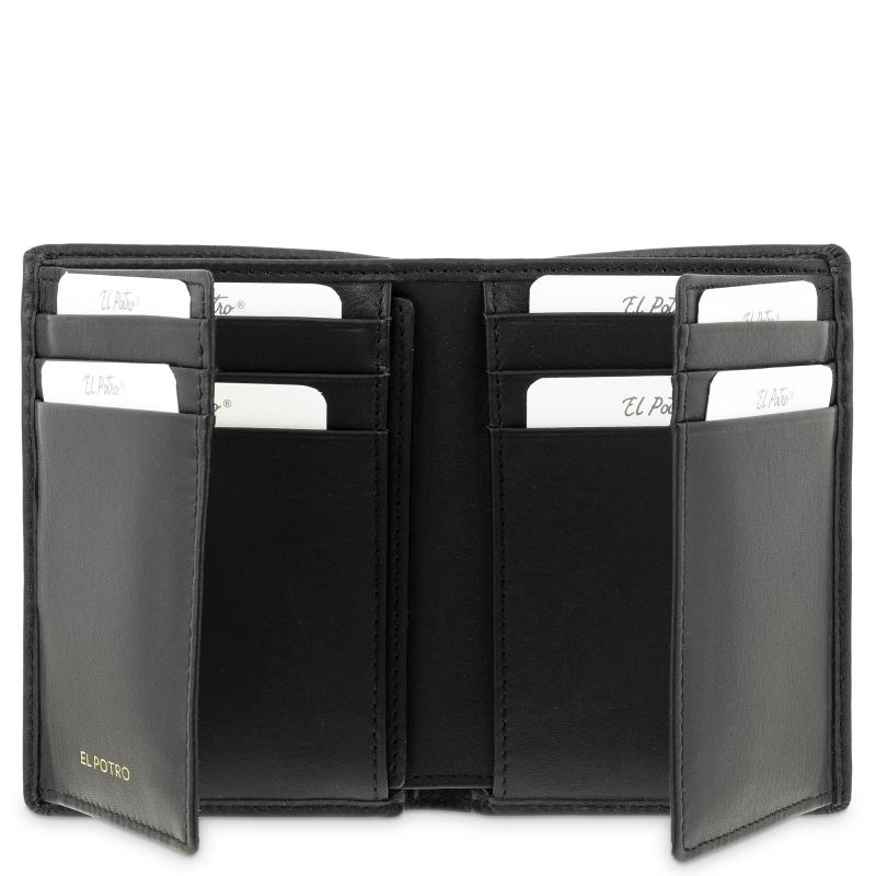 El potro Cartera billetera tarjetero grande de hombre en piel vacuno color negro - ELPOTRO Envío gratis
