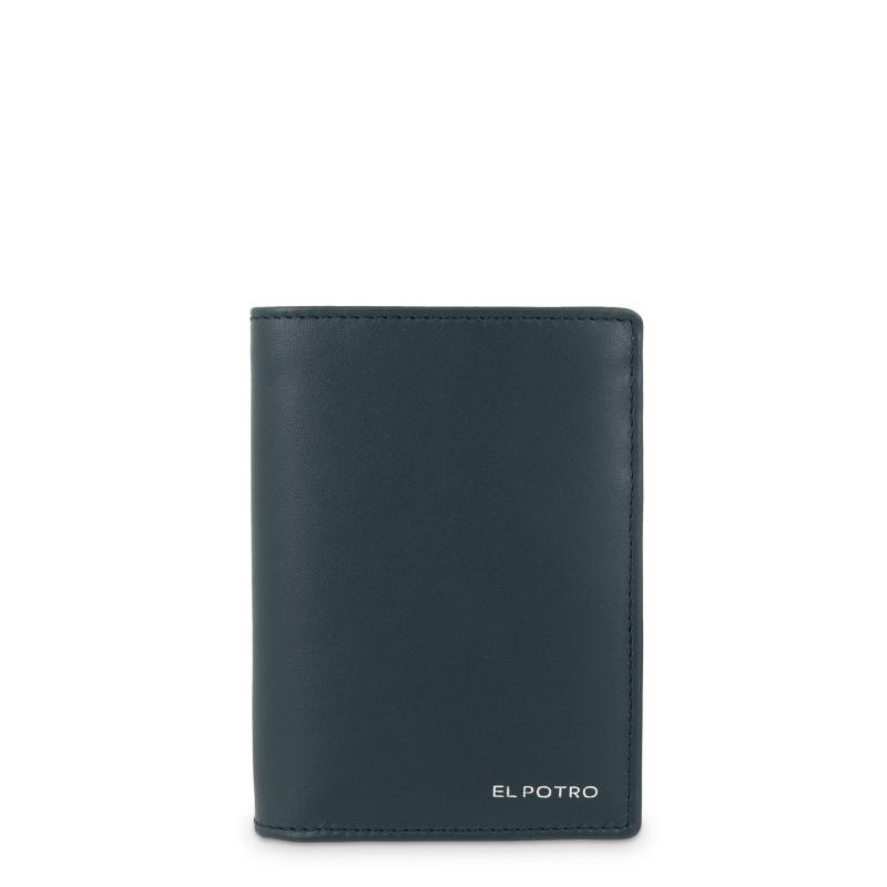 El potro Cartera billetera tarjetero grande de hombre en piel vacuno color azul- ELPOTRO