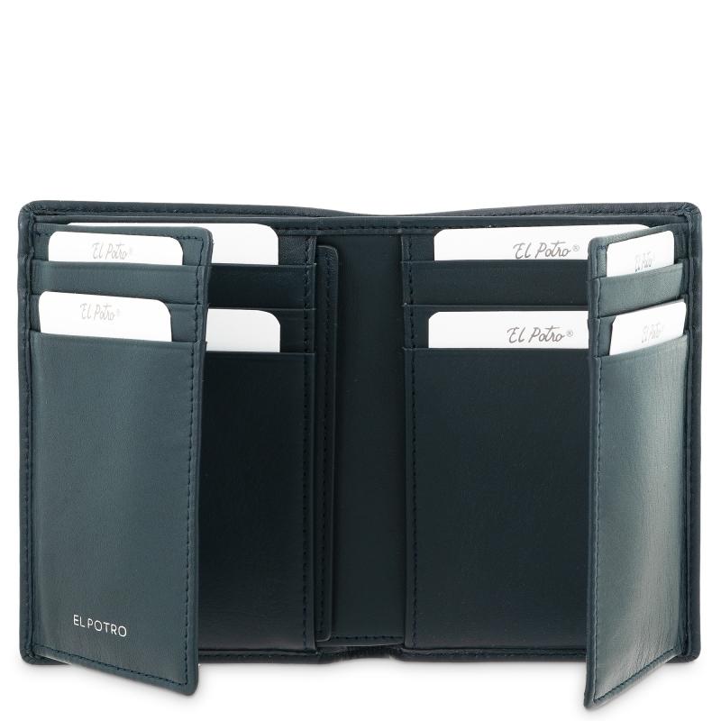 El potro Cartera billetera tarjetero grande de hombre en piel vacuno color azul- ELPOTRO Oferta especial