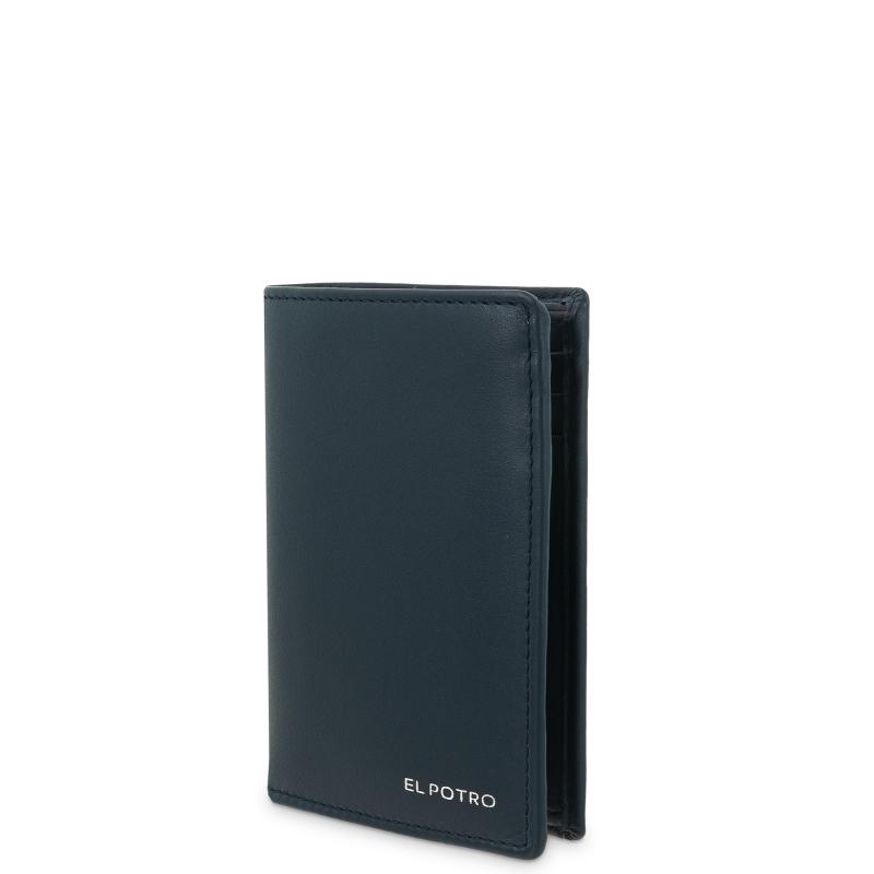 El potro Cartera billetera tarjetero grande de hombre en piel vacuno color azul- ELPOTRO Oferta especial