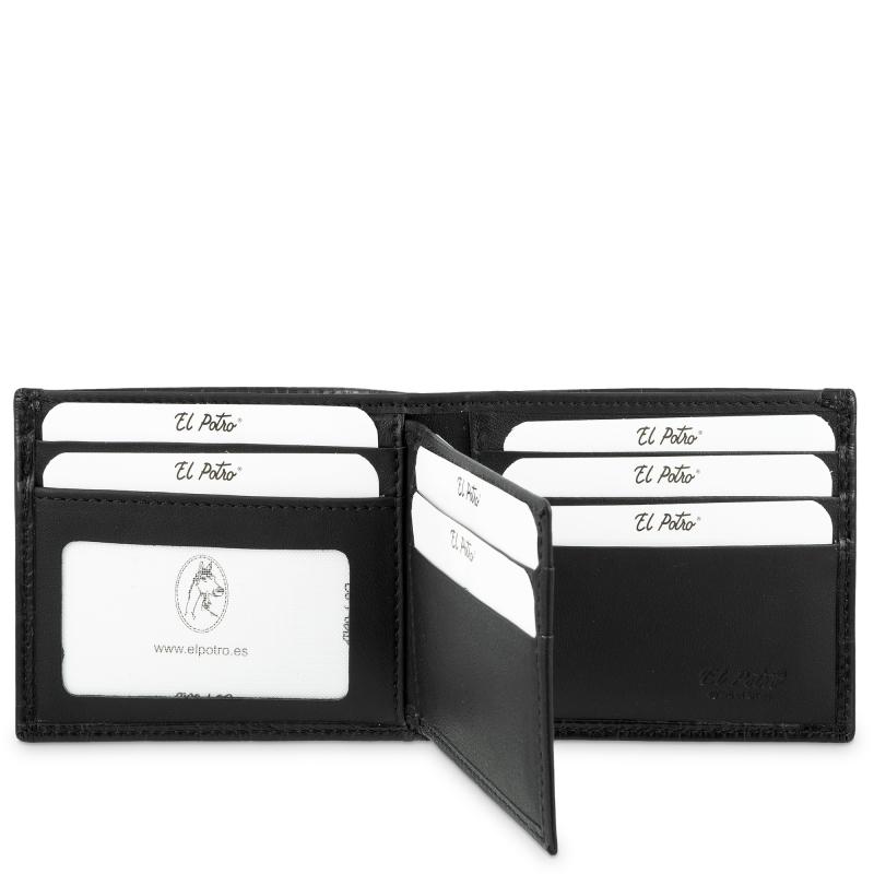El potro Cartera billetera tarjetero hombre en piel vacuno color negro-Coco Últimos 3 días
