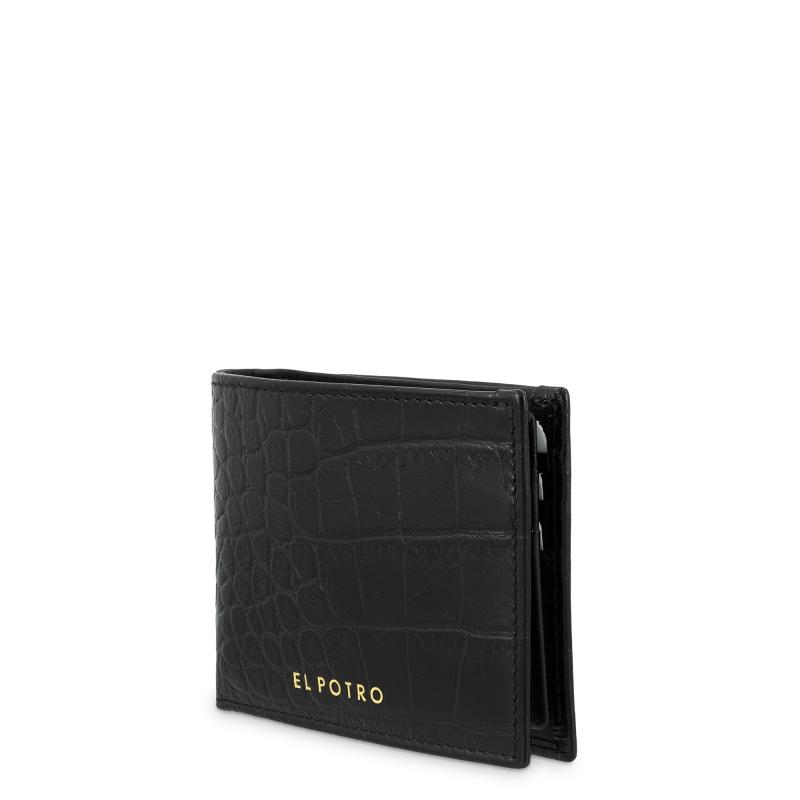 El potro Cartera billetera tarjetero hombre en piel vacuno color negro-Coco Últimos 3 días