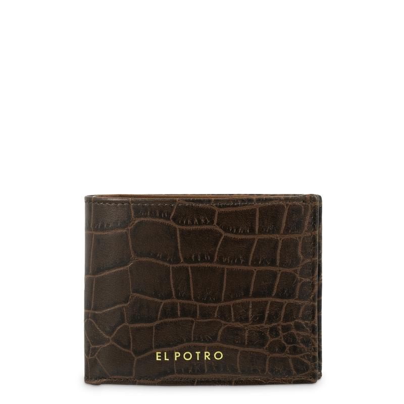 El potro Cartera billetera tarjetero hombre en piel vacuno color marrón-Coco