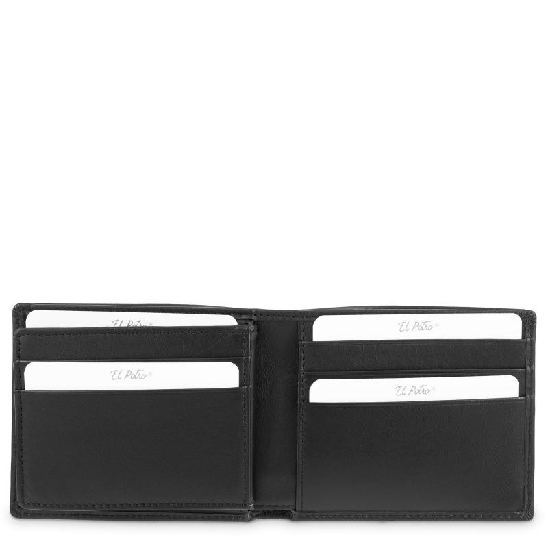 El potro Cartera tarjetero de hombre en piel vacuno negro nación-E L P O T R O Precio de fábrica