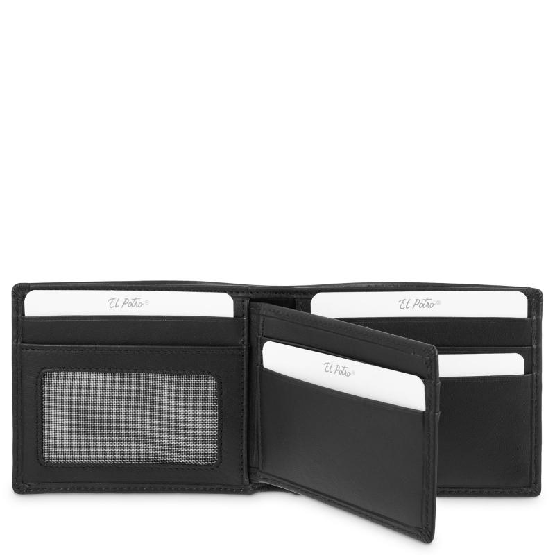 El potro Cartera tarjetero de hombre en piel vacuno negro nación-E L P O T R O Precio de fábrica
