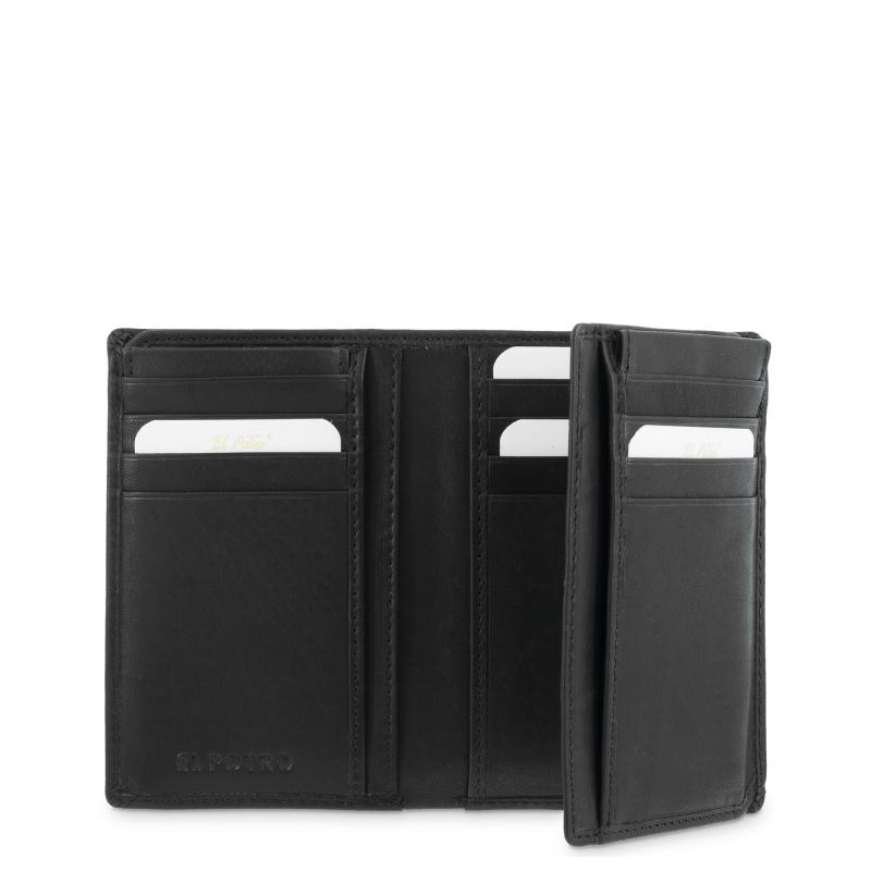 El potro Cartera grande con tarjeteros exterior hombre en piel vacuno color negro -Durango Tienda de fábrica