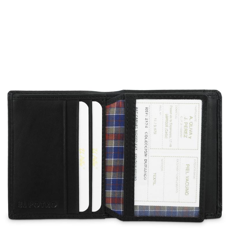 El potro Cartera de hombre con monedero exterior en piel vacuno color negro - Durango En oferta