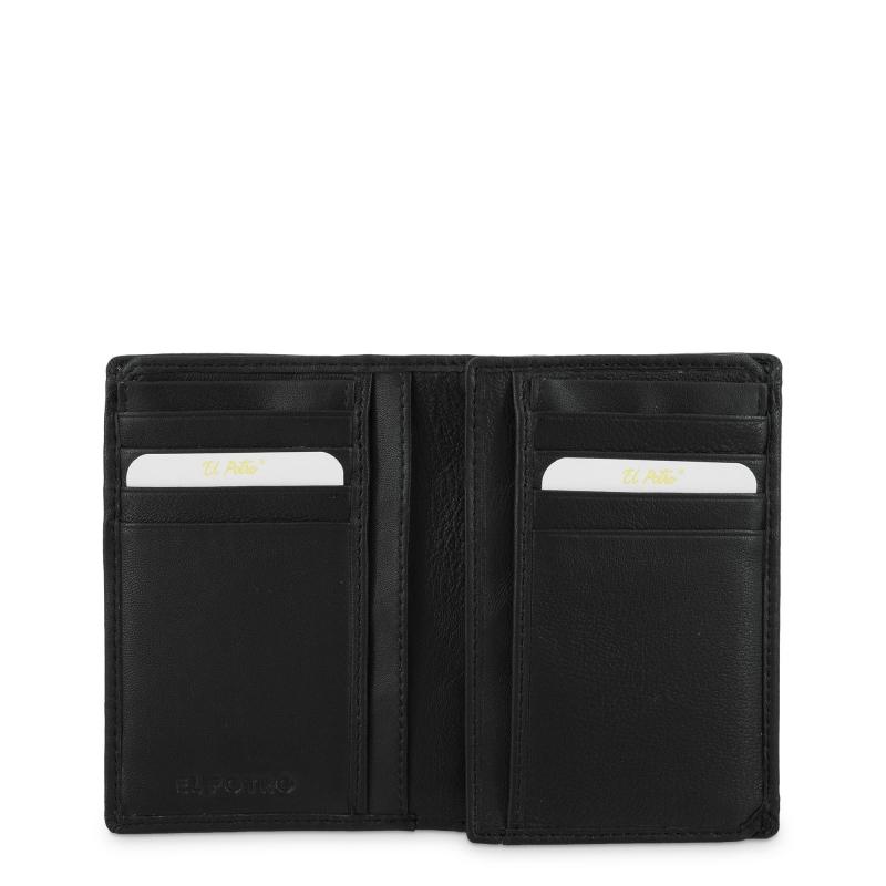El potro Cartera grande con tarjeteros exterior hombre en piel vacuno color negro -Roma Precio ultrabajo