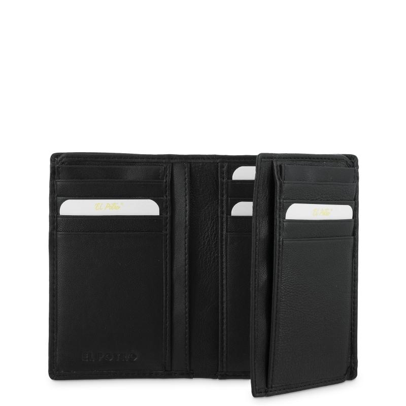 El potro Cartera grande con tarjeteros exterior hombre en piel vacuno color negro -Roma Precio ultrabajo