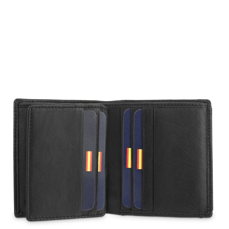 El potro Cartera monedero exterior y tarjeteros hombre en piel vacuno negro-Roma Outlet