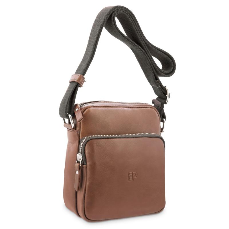 El potro Bolso Bandolera pequeño hombre en piel vacuno color cuero - Apache Venta caliente